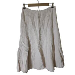 CHRISTOPHER & BANKS Tan Linen Blend Boho Hippie Lagen A Line Midi Skirt SZ 10